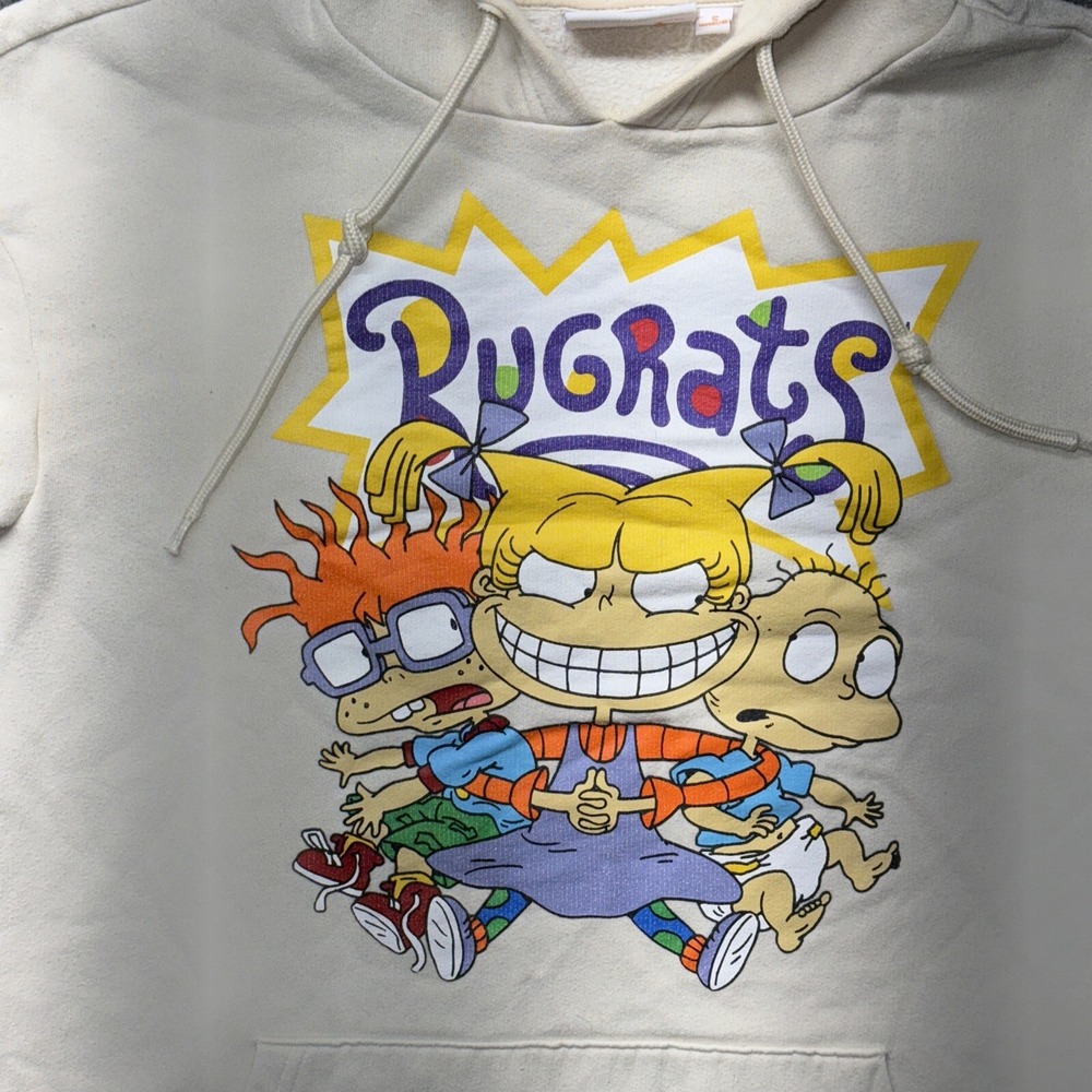 Nickelodeon Rugrats Mens Hoodie‎ Small Beige Sweatshirt Pullover Sweater - Picture 2 of 15